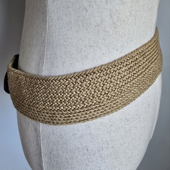 Ralph Lauren, New Woven Brown Leather Buckle Wide Statement Belt Size Small - Picture 7 of 11